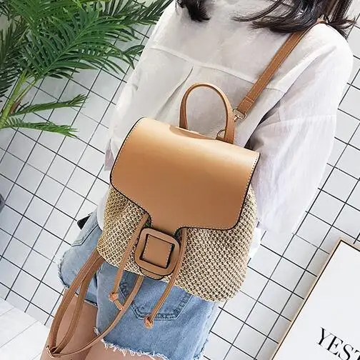 Модные новые женские рюкзаки соломенная сумка на плечо удобный пляжный
