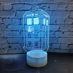 7 цветов сменная лампа Доктор Кто Полицейская коробка 3D лампа акрилсветодиодный светодиодная USB настольная лампа TARDIS огни мульти-цветные
