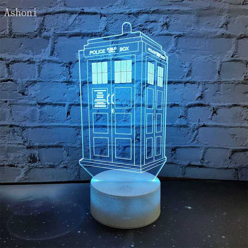  7 Colors Change Lamp Doctor Who Police Box 3D Lamp Acrylic LED USB Table Lamp TARDIS Lights Multi-c - 33001916620