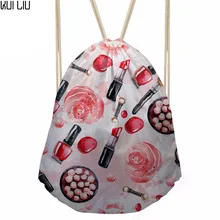 Женская сумка на шнурке женская помада печать пляжная сумка для детей девочек школьные рюкзаки с рисунками из мульфильмов логотип индивидуальный мешок