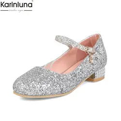 Karinluna/Новое поступление, Прямая поставка, большие размеры 30-43, милые вечерние туфли-лодочки для, модные женские туфли мэри джейн на не