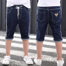 Детская джинсовая одежда Новинка года, летние шорты для мальчиков, штаны легинсы длиной до колена, повседневные штаны из хлопка для крупных детей от 3 до 14 лет