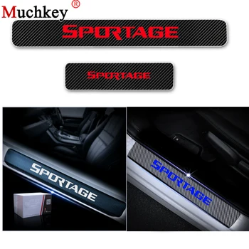 

For Kia Soul Sportage VQ Borrego Carens Carnival Car Door Sill Scuff Plate 4D Carbon Fiber Vinyl Stickers Welcome Pedal 4Pcs