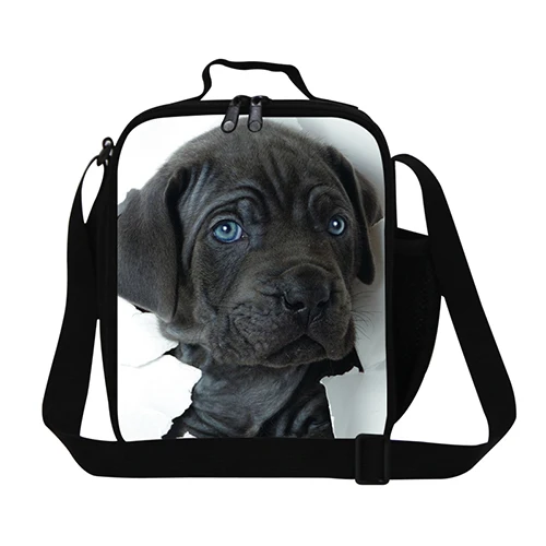 Классная собачья сумка для обедов с принтом для женщин, для работы, модная утепленная сумка для ланча для девочек, сумка для школы, сумка через плечо для мальчиков, контейнер для обедов - Цвет: Бежевый