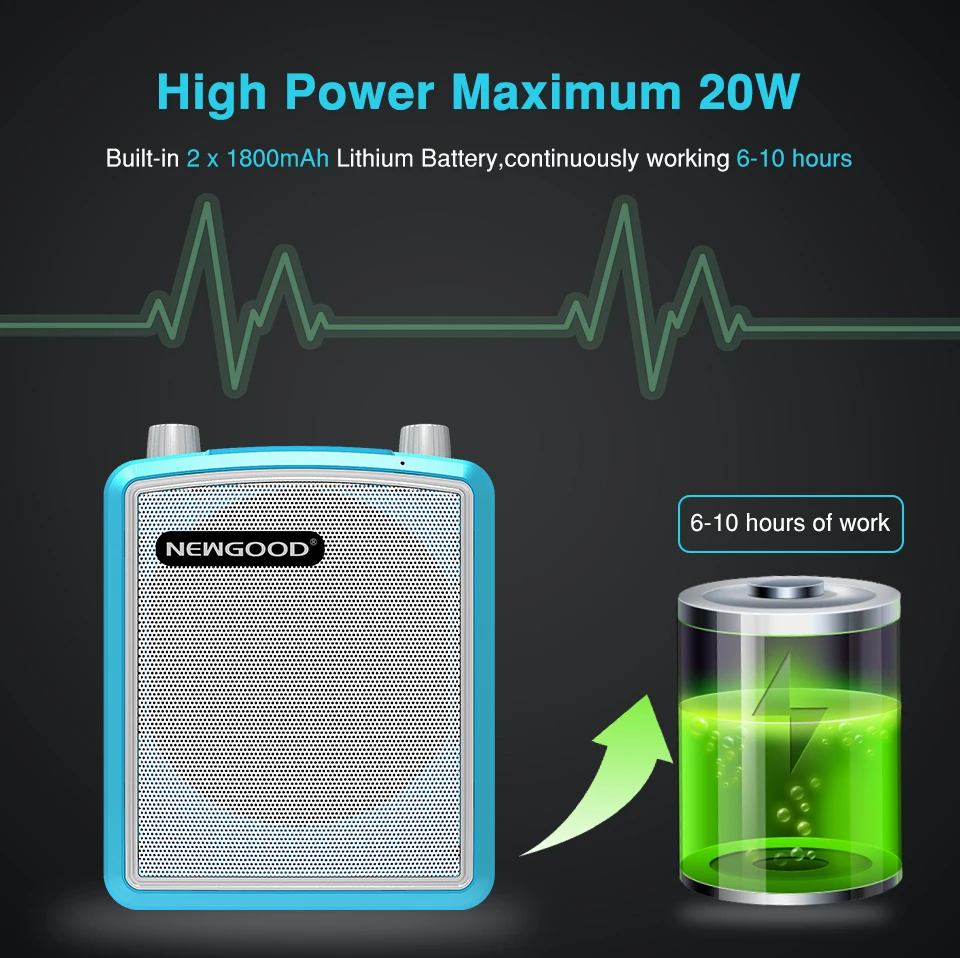 20W Portable Wireless Voice Amplifier Outdoor Speech Teach Speaker UHF Wireless Microphone Amplifier FM Radio Loudspeaker record (4)