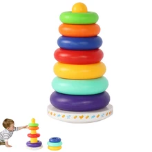 Children Toy Stack Up Rainbow Tower Rings Music Tumbler Baby Kids Stacking Intelligent Development Educational Toys YJS Dropship