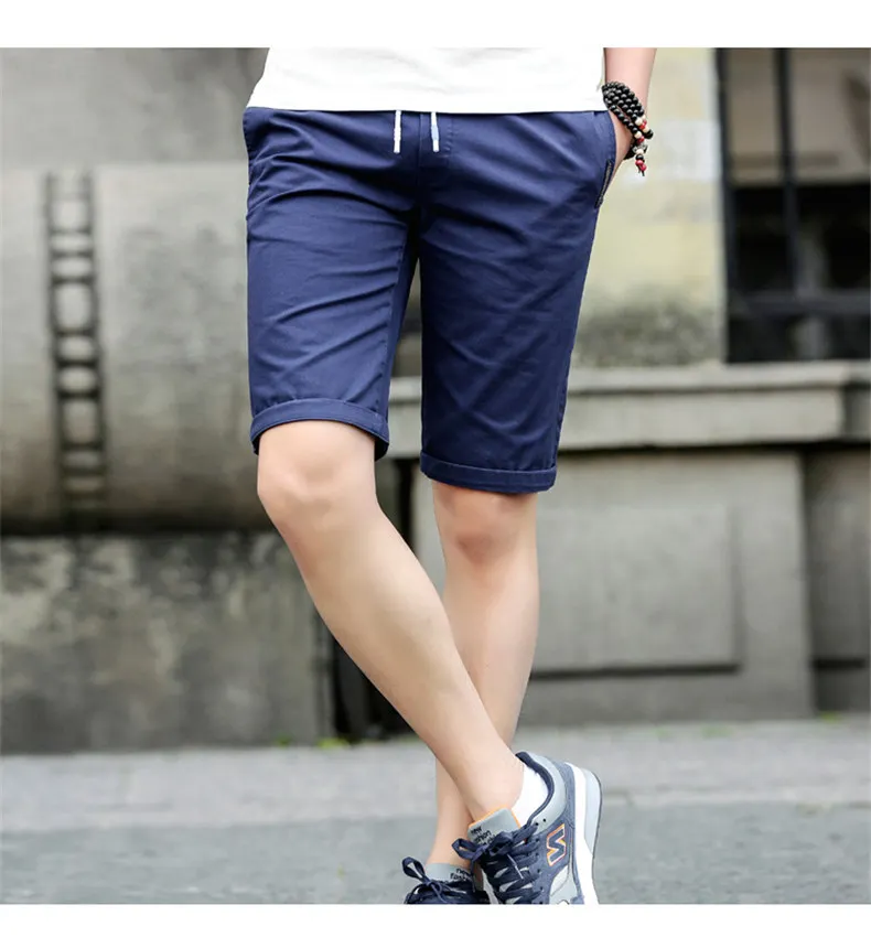 4Color Mens Shorts Men casual summer Shorts demin blue khaki green orange quality cotton Short pants male knee length M-4XL 8023-02