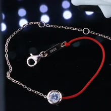 VLOVE JOYERÍA de MODA DE PLATA DE HILO ROJO UNA RONDA PULSERA de PLATA de LEY 925 PULSERA de HILO ROJO UNA RONDA PARA LAS MUJERES AL POR MAYOR