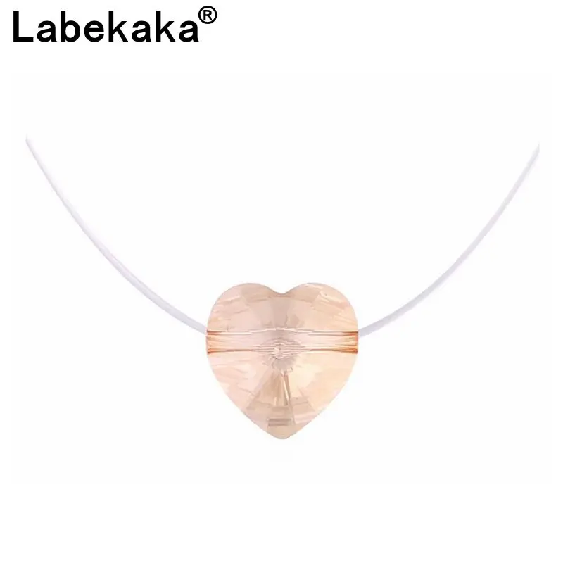 

Labekaka Crystal Heart Necklace Invisible Fishline Chain Women Girls Student Jewelry embellished with Crystal from Swarovski