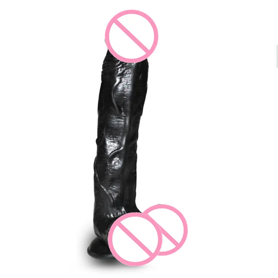 30CM Black Dildos Sturdy Suction Cup Realistic Large Silicone Super Big Huge Penis Adult Toys Sex Products