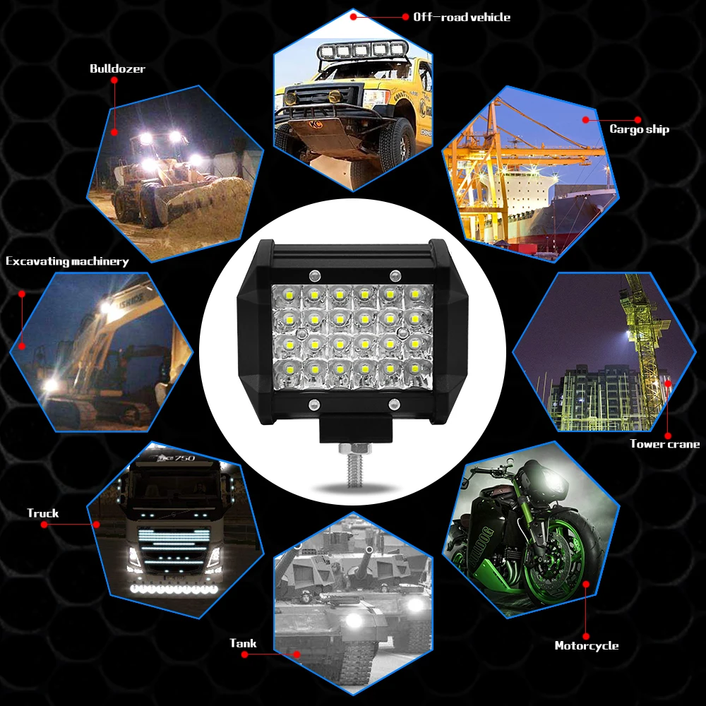 PANDUK 4 7 15 дюймов светодиодный светильник для автомобиля, трактора, лодки, внедорожника, 4WD 4x4, грузовика, внедорожника, ATV, вождения 12 В, 24 В, 18 Вт, 60 Вт, 72 Вт, 120 Вт