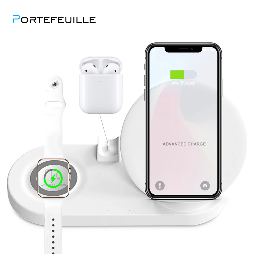 

Protefeuille 4in1 Qi Wrieless Changer Stand For Samsung Galaxy S8 S9 S7 S6 Edge S10 Plus Note8 For Xiaomi mi9 mix2s Redmi note 7