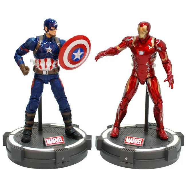 Marvel мстители капитан Американский Железный человек Человек-паук Черная пантера с сияющей база Коллекционная Фигурка модель игрушки
