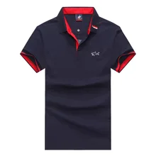 Мужская рубашка поло из хлопка Tace& shark, новинка, мужская повседневная модная рубашка поло большого размера с отворотом и вышивкой в виде рыбы, мужская хлопковая рубашка поло с защитой от морщин