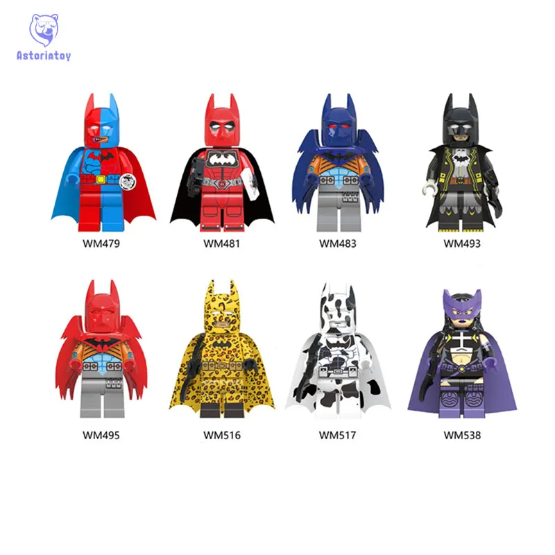 

WM6027 DC Super Hero Deadpool Batman Leopard Stripe Batman Cow Batman Huntress Azbat Building Blocks Toys for Children Gifts