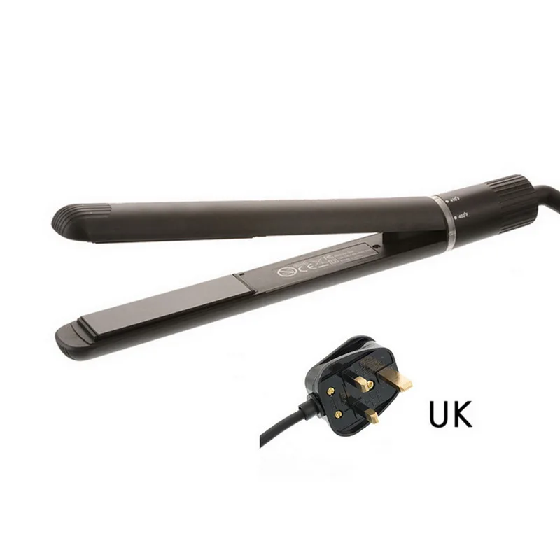 black UK Plug Профессиональный Выпрямитель для волос регулируемая температура 2 в 1 турмалин керамический плоский утюг для всех типов волос с вращением - Цвет: black UK Plug