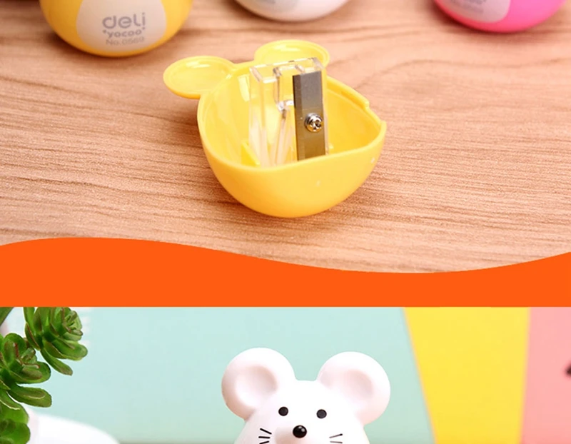 Deli 0569 милые Kawaii милые пластиковые мыши Автоматическая точилка для карандашей креативные канцелярские принадлежности подарки для детей школьные принадлежности