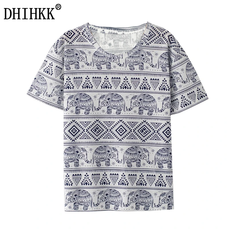 2018 New Fashion Harajuku elephant print T Shirt Women Clothes short sleeve Tops O-Neck Tee T-Shirts