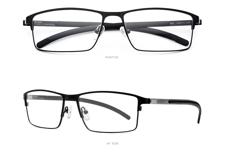 FONEX титановый сплав оптические очки мужские сверхлегкие квадратные очки для близорукости оправы по рецепту корейские Безвинтовые очки 982