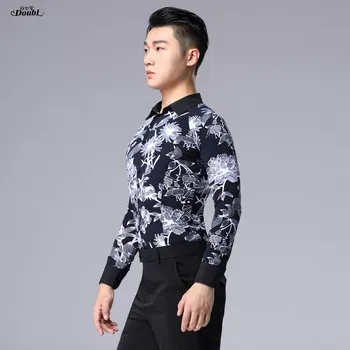 

Latin dance costumse long sleeves latin dance tops for men latin dancing jackets S-3XL