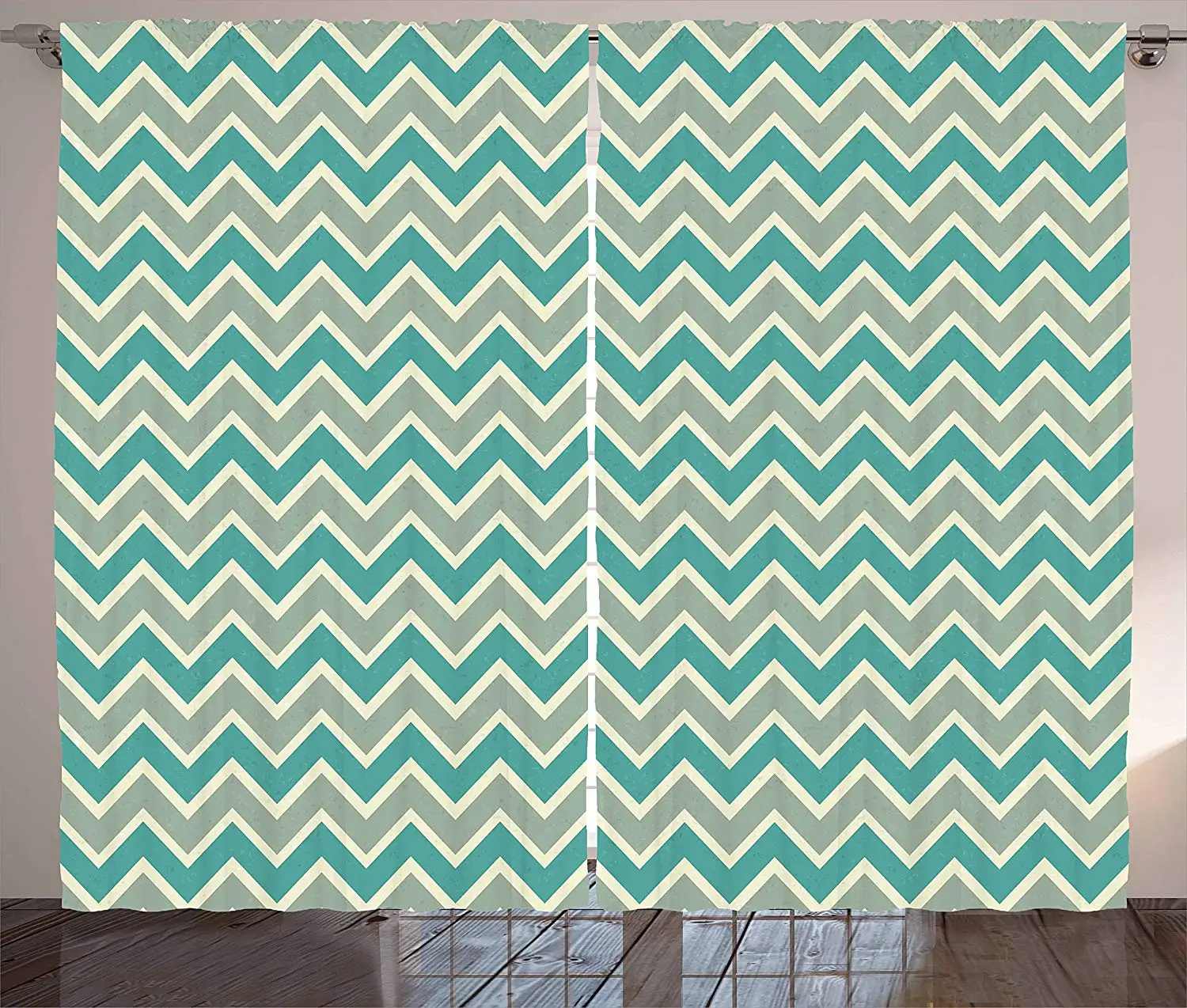 Chevron Curtains Zigzag Stripes Pattern Angular Design Retro