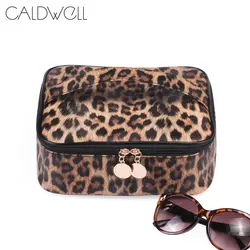 Колдуэлл Leopard PU Макияж сумка Многофункциональный Водонепроницаемый несессер большой Ёмкость органайзер Bag