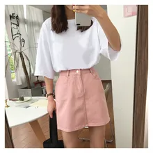 Модная женская повседневная юбка с карманами, однотонная джинсовая юбка на пуговицах, тонкая мини-юбка с высокой талией