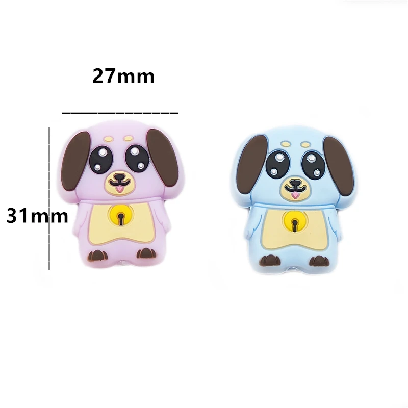 Chenkai 5PCS Silicone Dog Teether Beads Soothing Animal Bead BPA Free For Baby Chewable Nursing Pacifier Teething Toy Accessory