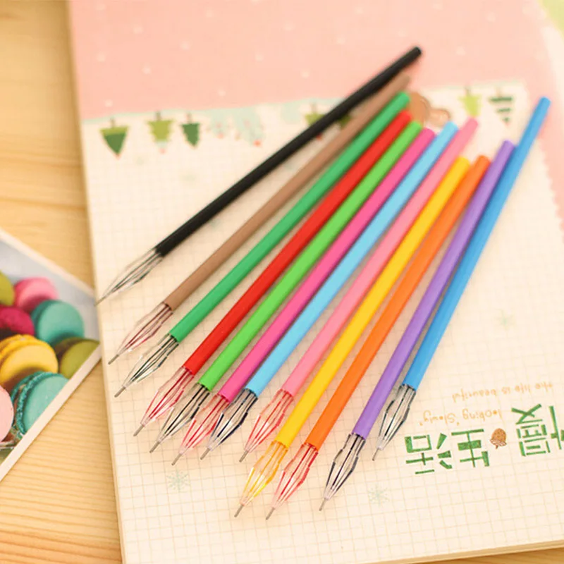 12 шт/Цветные гелевые чернила, Корейская Алмазная ручка, сменные канцелярские принадлежности, школьные принадлежности, цветные Сменные чернила