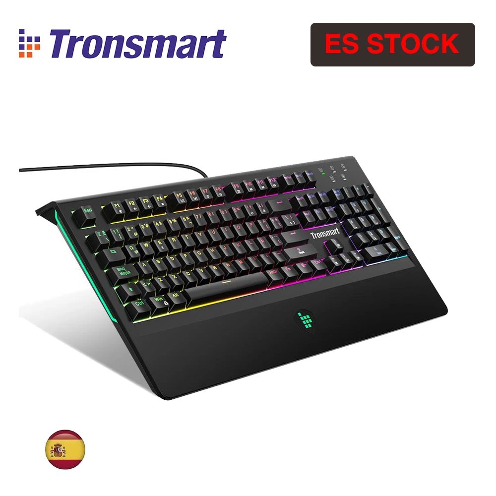 [ES сток] Механическая игровая клавиатура Tronsmart TK09R RGB с RGB подсветкой, макро, синие переключатели для геймеров-Испанская версия