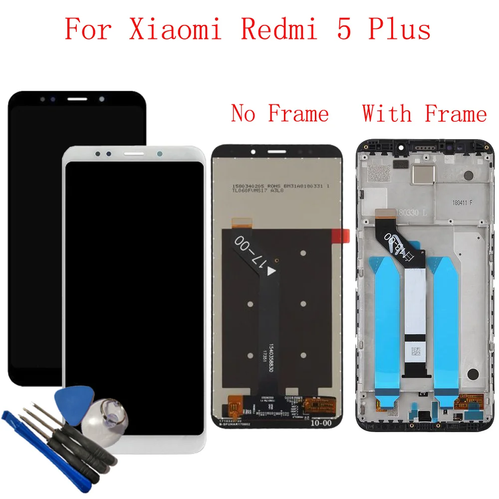 

With Frame 5.99" For Xiaomi Redmi 5 Plus LCD Display Touch Screen Digitizer Assembly Replacement Parts Tested+Tools