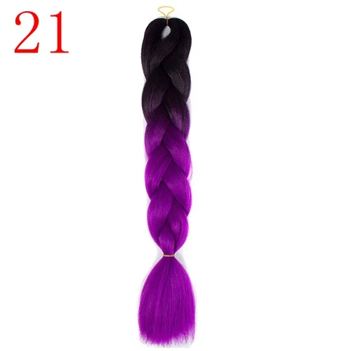 Лиси волосы Джамбо косички Прически длинные, радужной расцветки синтетические плетеные волосы крючком светлые розовые синие серые волосы для наращивания - Цвет: T1B/фиолетовый