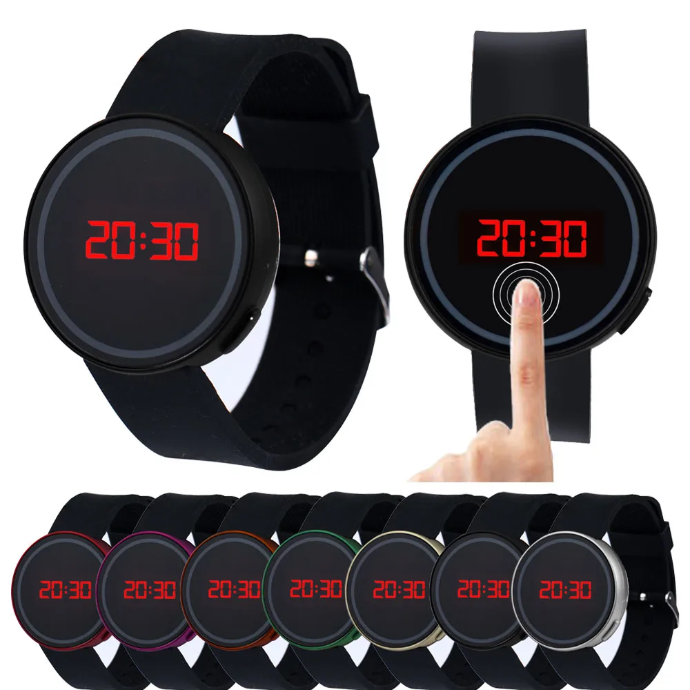 

High Quality Fashion Men Women Watch LED Touch Screen Date Silicone Wrist Black Watch July26