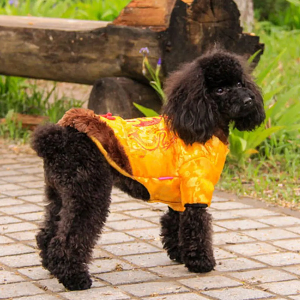 Одежда для собак китайский Стиль Тан костюм домашние новые бархатные теплые фу символов Тан костюм животное четыре ноги плотная одежда