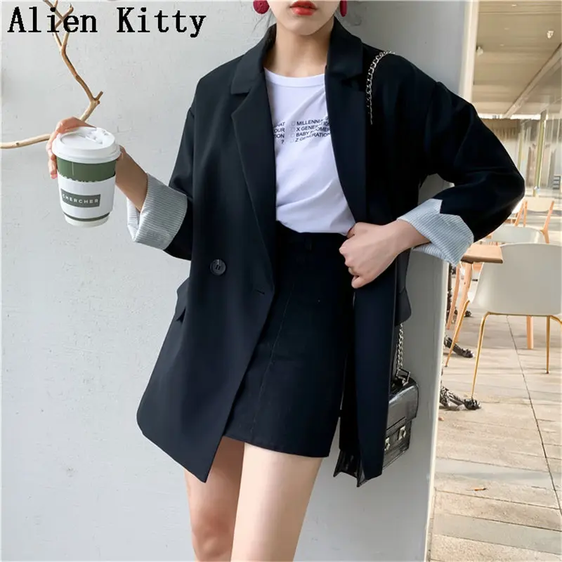 

Alien Kitty Hot Sale New Style Solid Autumn 2019 Casual Blazers Female Coat Office Lady Long Sleeve Suit Black Jacket Plus Size