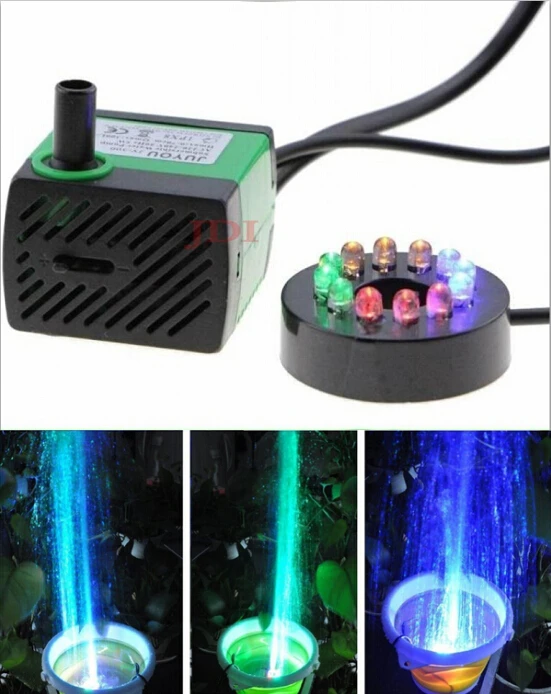 AC 220V 12 LED lights Submersible Water Pump 5W 300L/H For Aquarium Fish Tank Pond Fountain