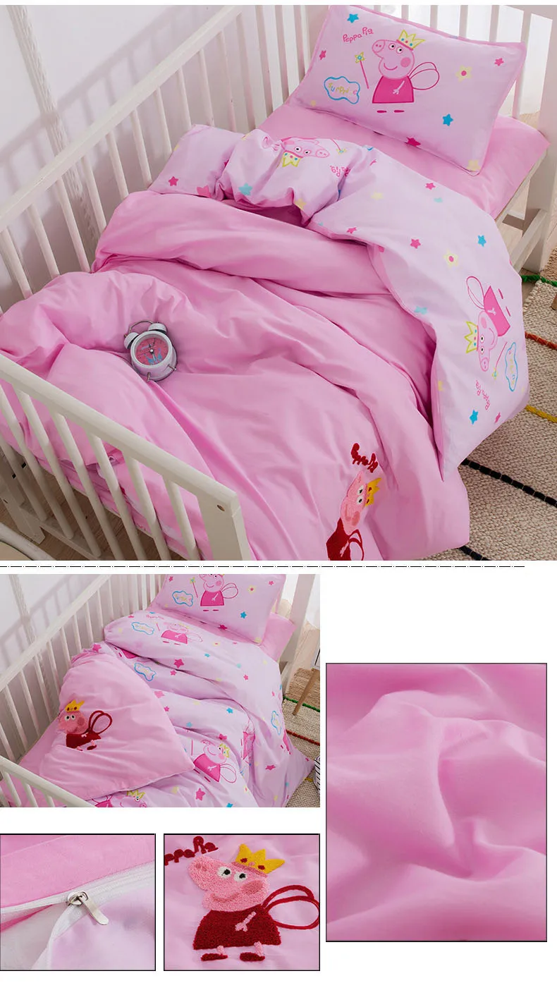 Детский комплект постельного белья из 100 хлопка, мягкий дышащий комплект для детской кроватки, включая пуховое одеяло, наволочка, простыня