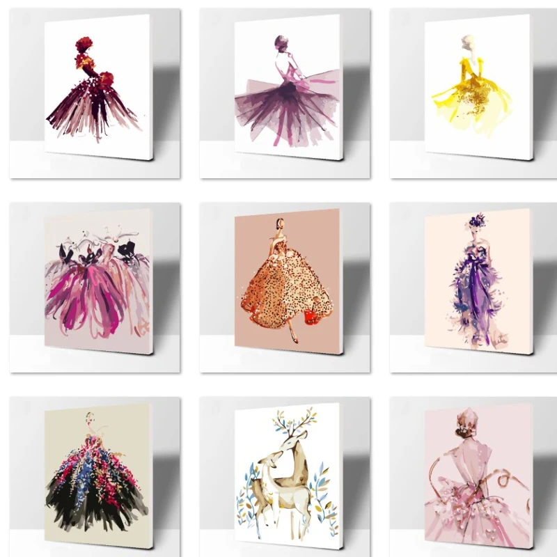 

The women veil number Oil Painting Wall Pictures For Living Room Canvas abstract Digital painting No frame Home Decoration