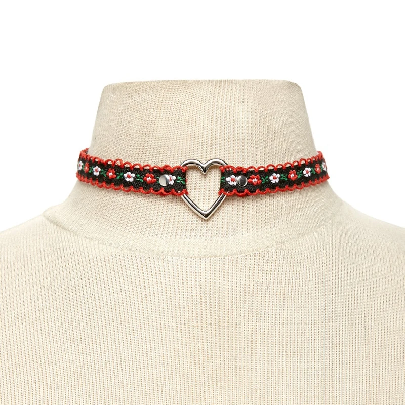 Новые модные ювелирные изделия аксессуары красная ткань сердечко серебряного цвета форма колье ожерелье для влюбленных N370