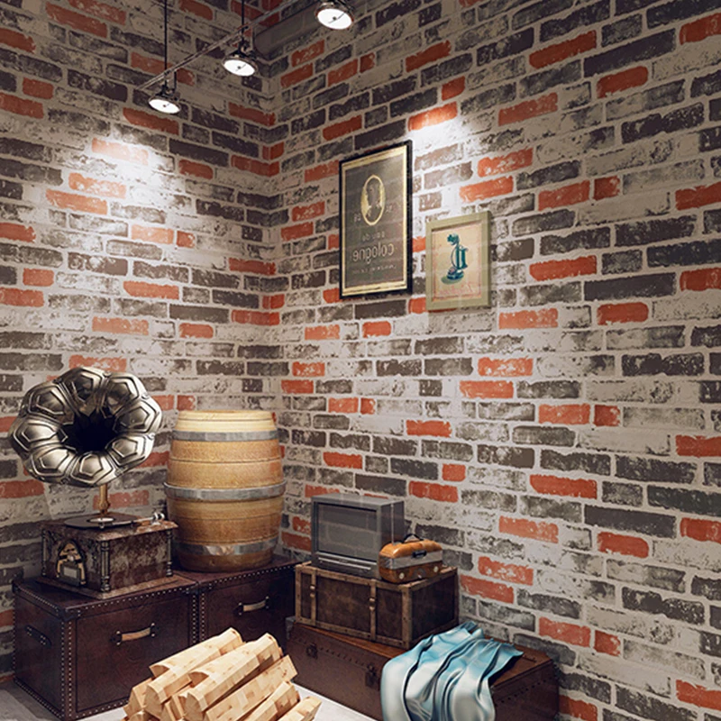 

3D Imitation Brick Wallpaper Modern Retro Restaurant Cafe Bar PVC Waterproof Vintage Wall Papers Roll For Walls 3 D Home Decor