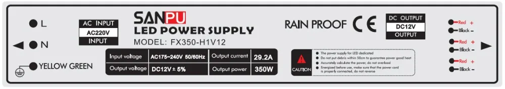 12 V 30A светодиодный Питание 350 Вт постоянное Напряжение переключатель режима LED Driver трансформатор 220 V AC Вход непромокаемая IP63 для Светодиодный s световые балки