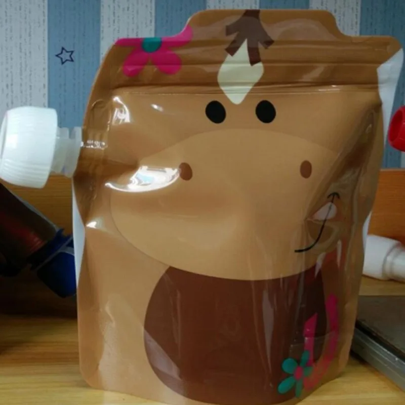 5pcs 2018 new design plastic reusable food pouch cute squeeze packaging