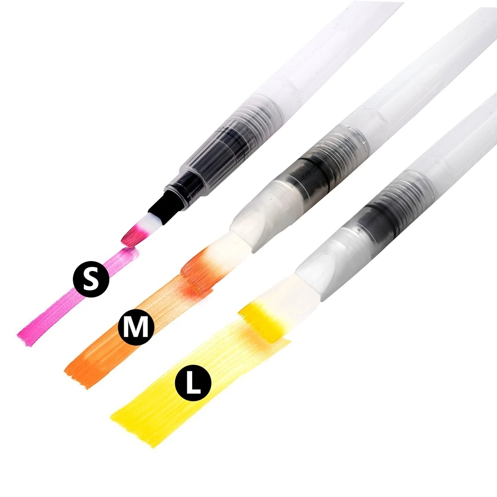 Buy Flat/Round Tip Set Water Brush Pen Watercolor Painting Fountain Pen For