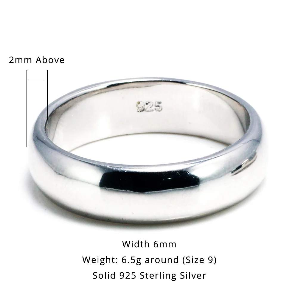 Real Pure 925 Sterling Silver Rings For Women And Men Simple Ring Smooth High Polishing Wedding Band Ring For Lovers Couples