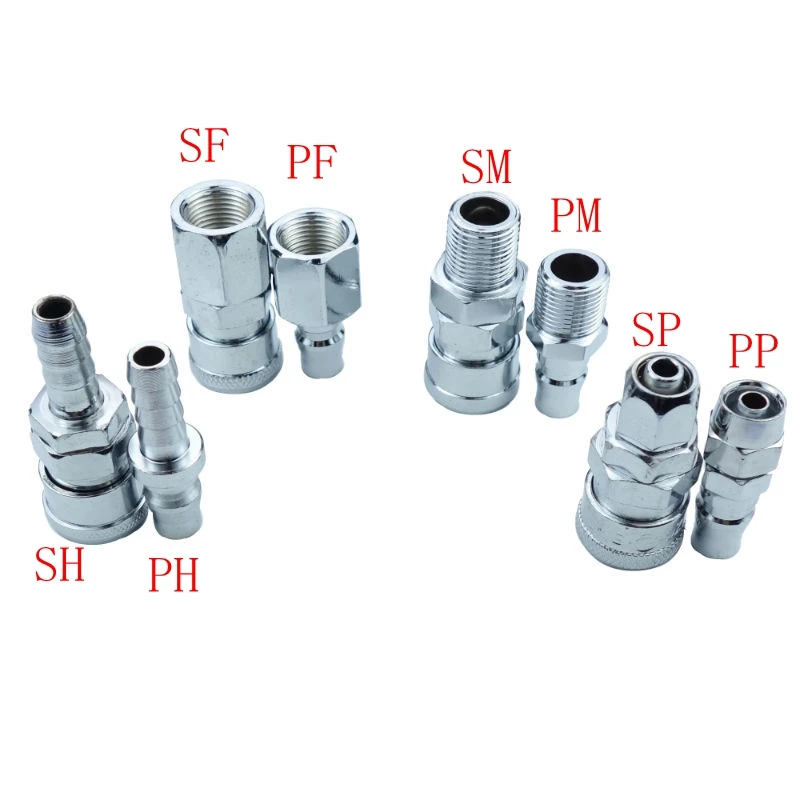 

SP,PP,SM,PM,SH,PH,SF,PF Pneumatic fittings Air Compressor Hose Quick Coupler Plug Socket Connector