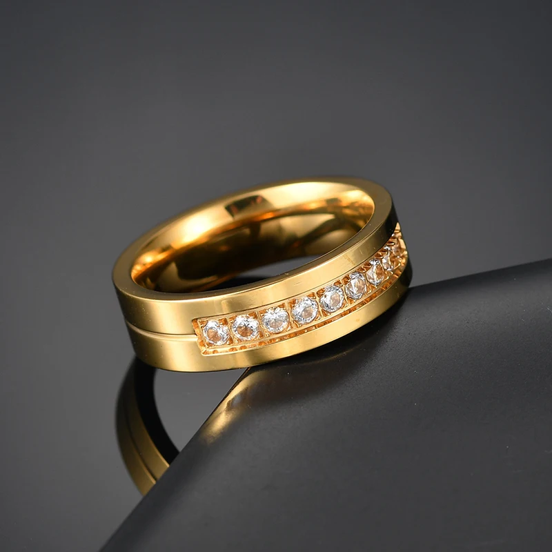 Titanium Steel Couple Rings Engagement Wedding Rings For Women Men 6-12