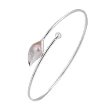 Hfarich 925 серебро браслет для Для женщин регулируемые персонализированные Лист Браслет-манжета пользовательские жемчужные украшения Браслеты