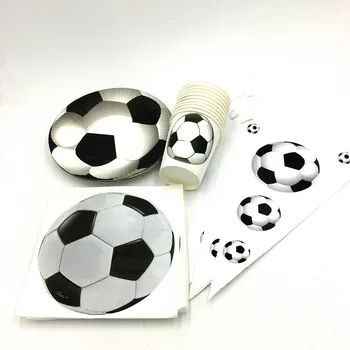 

80Pcs Football Tableware Sets Party Celebration Kid Decoration Supplies Napkin Flags TableCloth Cup Paper Plate Birthday Party