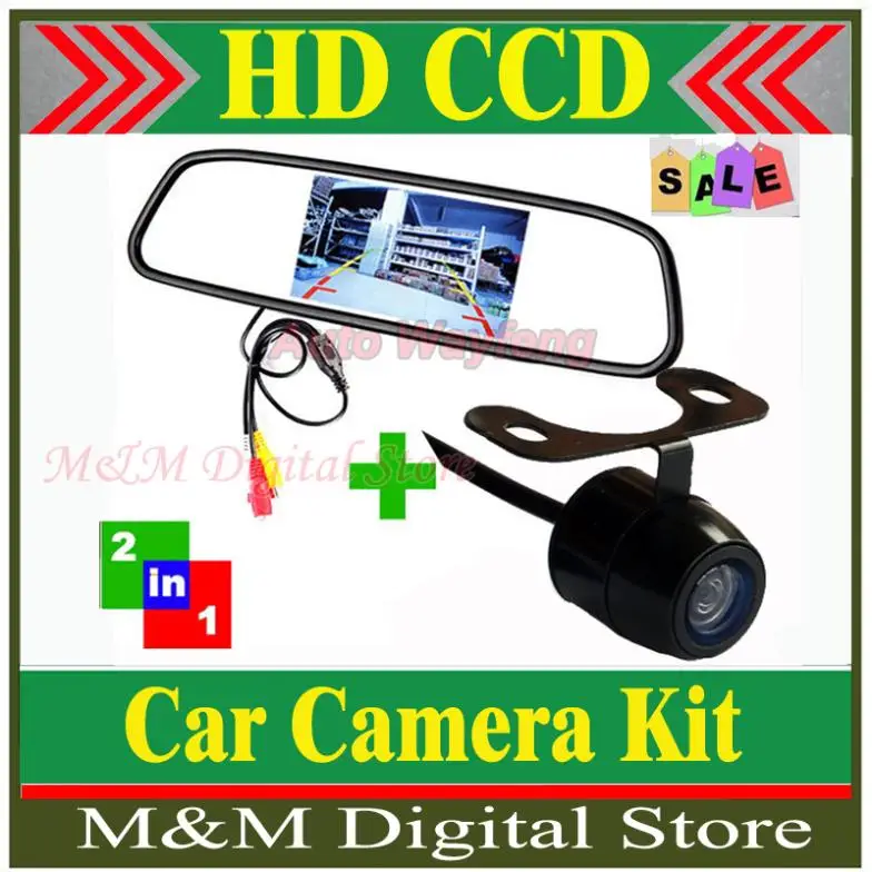 

Auto Parking Assistance System 2 in 1 4.3 Digital TFT LCD Mirror Car Parking Monitor + 170 Degrees Mini Car Rear view Camera