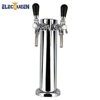 

Adjustable Dual Faucet Beer Tower Classical Sliver Polished Beer Column Tower with double adjustable taps ,Bar Accessories